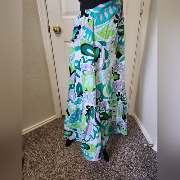 Steve Madden Teal Green Cutout Multicolor Maxi Dress M - Picture 3 of 12